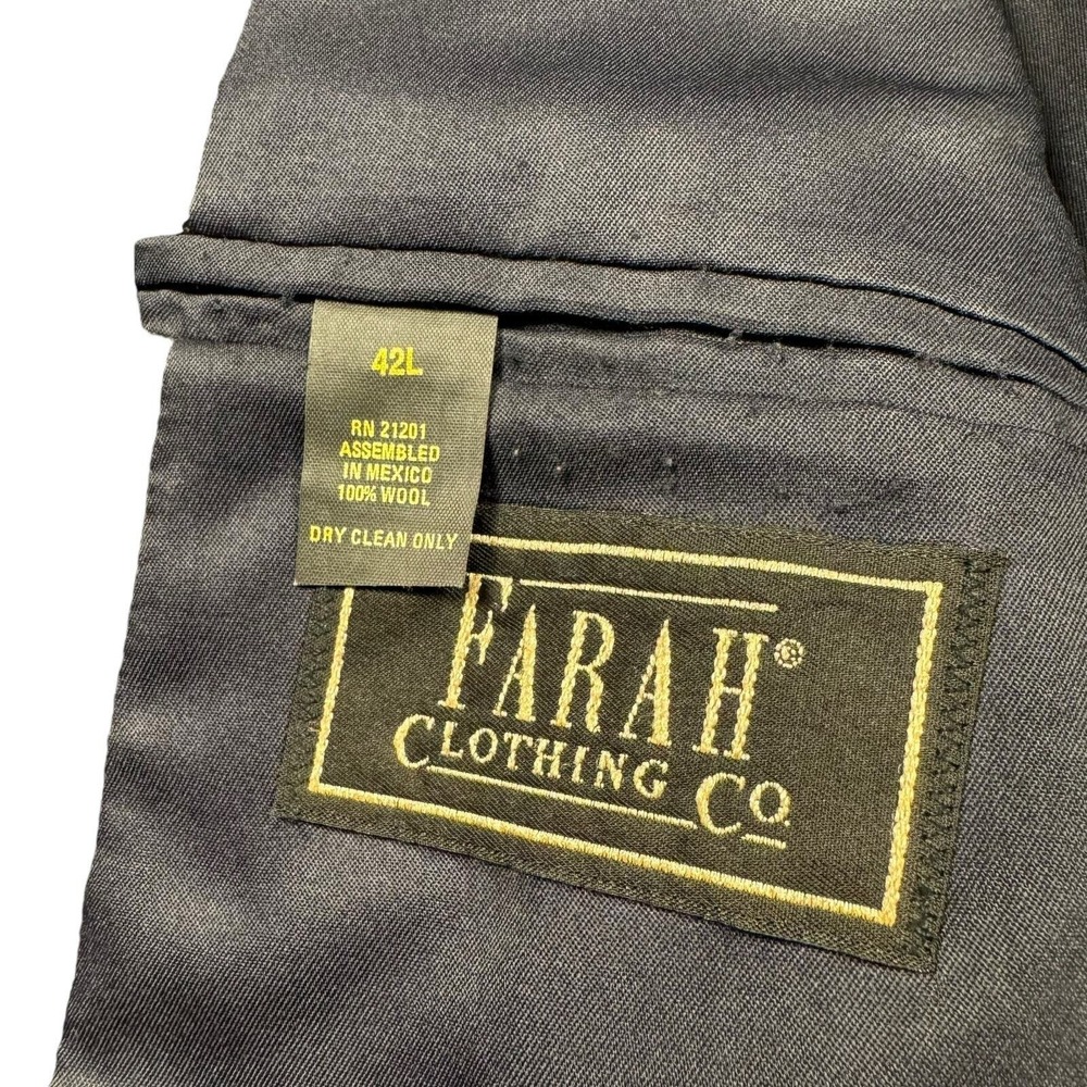Vintage Farah Blazer Mens 42L Tweed Wool Herringbone Suit Jacket Formal Business - Picture 7 of 11